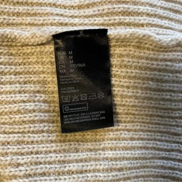 H&M Sweater with Pearlescent Beads in oatmeal soft rib knit oversized slouchy M - Picture 7 of 11